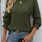 Ribbed Round Neck Long Sleeve T-Shirt