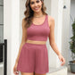 Full Size Scoop Neck Tank and Shorts Set