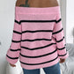 Striped Off-Shoulder Long Sleeve Sweater
