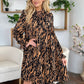 Double Take Full Size Printed Ruffle Hem Long Sleeve Dress