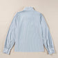 Lace Detail Striped Mock Neck Long Sleeve Shirt