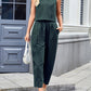 Lovelet Plaid Round Neck Sleeveless Top and Pants Set