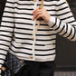 Striped Button Down Long Sleeve Cardigan