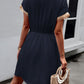 Devine Contrast Trim V-Neck Short Sleeve Mini Dress