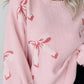 Bow Round Neck Long Sleeve Sweater