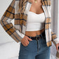 Plaid Open Front Long Sleeve Jacket