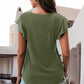 Full Size Ruffled Round Neck Cap Sleeve Blouse