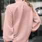 Smocked Frill Mock Neck Long Sleeve Blouse