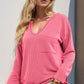 Double Take Striped Notched Long Sleeve T-Shirt