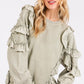 Mittoshop Ruffled Mineral Washed Round Neck Long Sleeve Sweatshirt