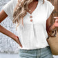 Full Size Decorative Button V-Neck Short Sleeve Blouse