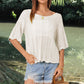 Openwork Round Neck Half Sleeve Knit Top