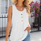 Eyelet Buttoned Round Neck Tank