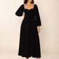 Sweetheart Neck Long Sleeve Midi Dress