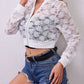 Sheer Baseball Collar Zip Up Jacket
