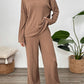Perfee Quarter Button Long Sleeve Top and Pants Set