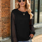 Full Size Round Neck Lace Long Sleeve T-Shirt Plus Size