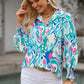 Printed Puff Sleeve Collared Blouse