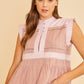 Annie Wear Contrast Trim Peplum Button Detail Blouse