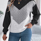 Contrast Round Neck Long Sleeve Sweater
