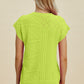 Double Take Full Size Cable-Knit Round Neck Cap Sleeve Sweater