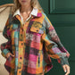 Double Take Full Size Button Up Plaid Shacket with Pockets