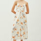 Be Cool Floral Peach Hibiscus Button Down Cami Midi Dress