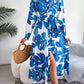 Tied Button Up Long Sleeve Dress