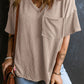 Textured V-Neck Dropped Shoulder T-Shirt