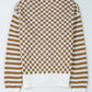 Checkered V-Neck Long Sleeve Cardigan