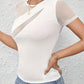 Mesh Patchwork Round Neck Short Sleeve Top