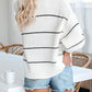 Striped Open Front Long Sleeve Cardigan