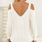Cable-Knit V-Neck Long Sleeve Sweater