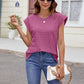 Textured Round Neck Cap Sleeve T-Shirt