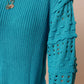 Openwork Frill Round Neck Long Sleeve Sweater