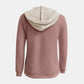 Full Size Waffle-Knit Contrast Long Sleeve Hoodie