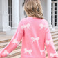 Bow Round Neck Dropped Shoulder Sweater