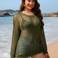 Heart Openwork Long Sleeve Cover-Up