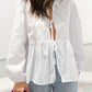 Tied Round Neck Long Sleeve Blouse