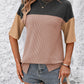 Full Size Color Block Round Neck Half Sleeve T-Shirt
