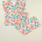 Printed Notched Cap Sleeve Top and Pants Set
