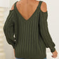 Cable-Knit V-Neck Long Sleeve Sweater