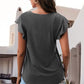 Full Size Ruffled Round Neck Cap Sleeve Blouse