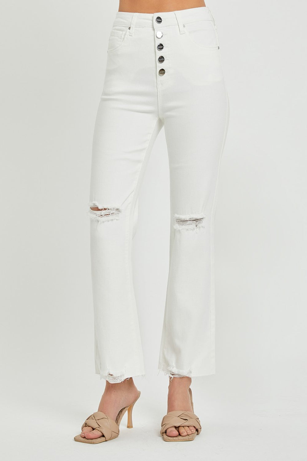 RISEN  Full Size High Rise Button Fly Straight Ankle Jeans *