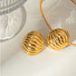 18K Gold-Plated Stainless Steel Ribbed Earrings