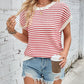 Lovelet Striped Round Neck Cap Sleeve Sweater