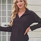 Texture Collared Neck Long Sleeve Blouse