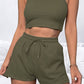 Full Size Round Neck Top and Drawstring Shorts Set