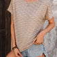 Eyelet Round Neck Short Sleeve T-Shirt