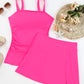 Full Size Hot Pink Square Neck Top and Skirt Swim Set